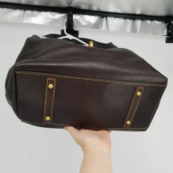 NWT Dooney & Bourke Soft Pebble Brown T'Moro Leather Logo Lock Shoulder Bag - Picture 4 of 14